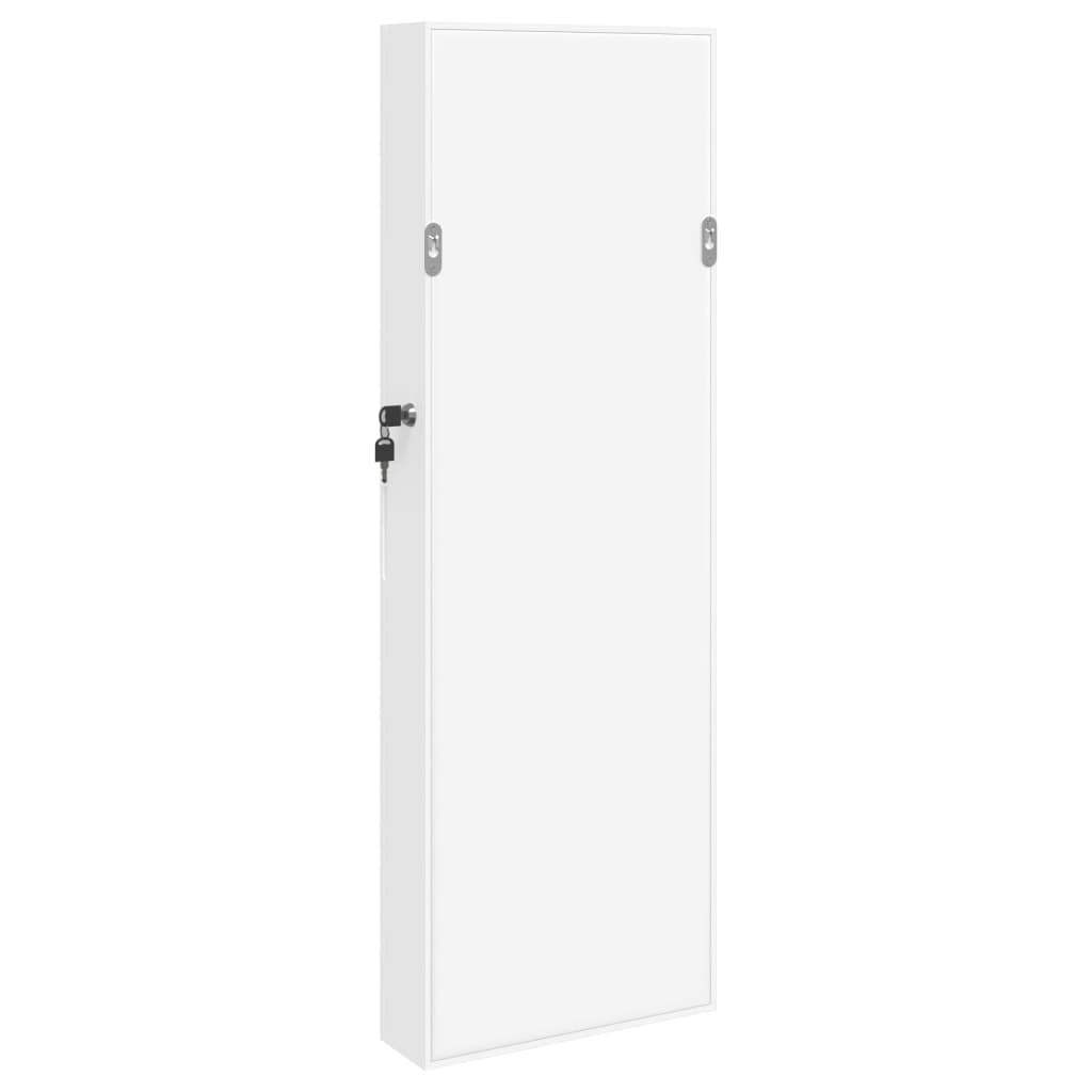 vidaXL Schmuckschrank mit Spiegel Wandmontage Weiß 30x8,5x90 cm