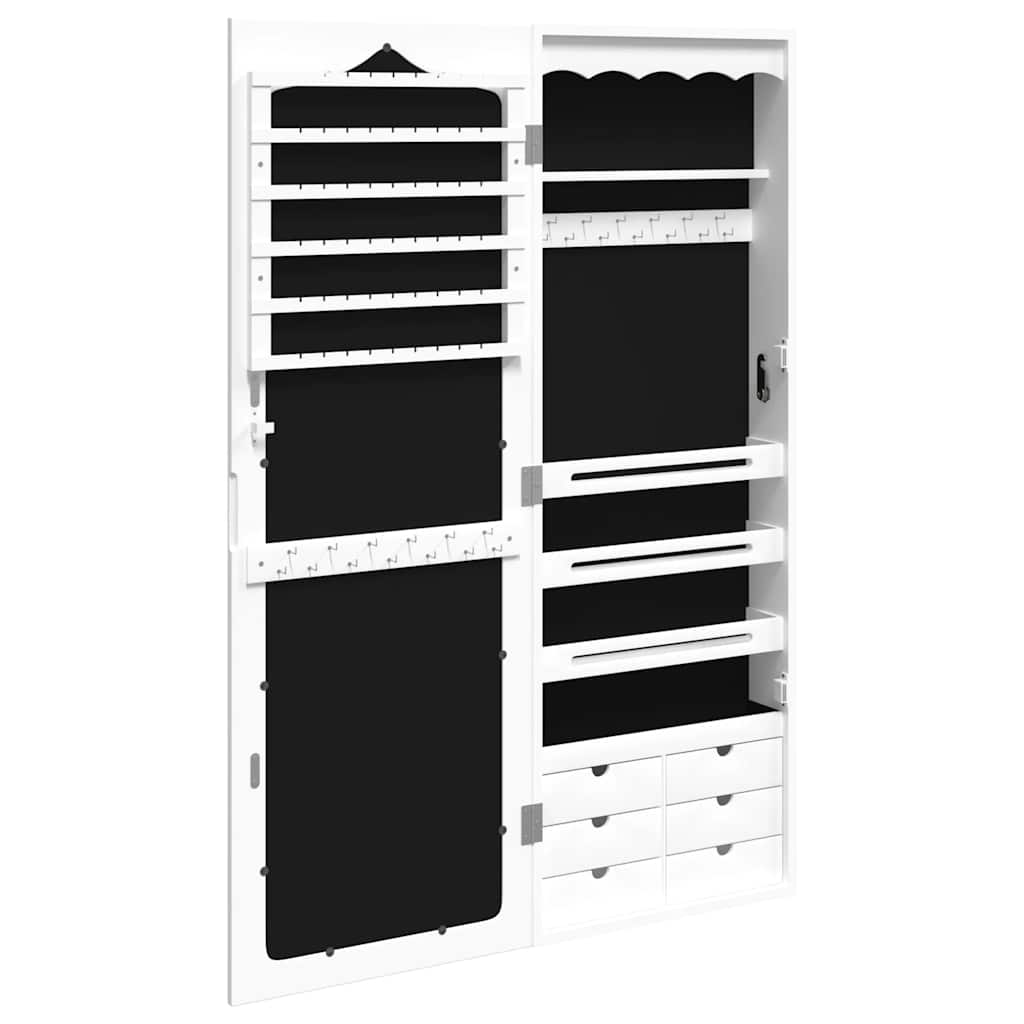 vidaXL Schmuckschrank mit Spiegel Wandmontage Weiß 37,5x10x106 cm