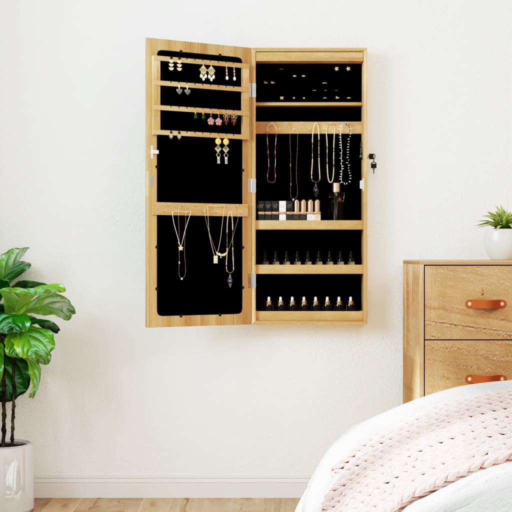 vidaXL Spiegel-Schmuckschrank mit LED-Beleuchtung Wandmontage Weiß