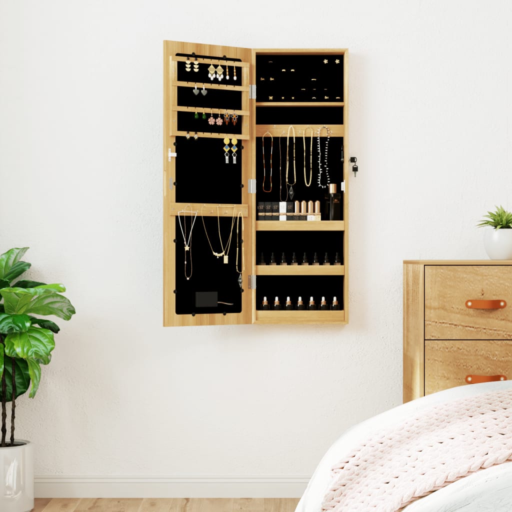 vidaXL Spiegel-Schmuckschrank mit LED-Beleuchtung Wandmontage Weiß