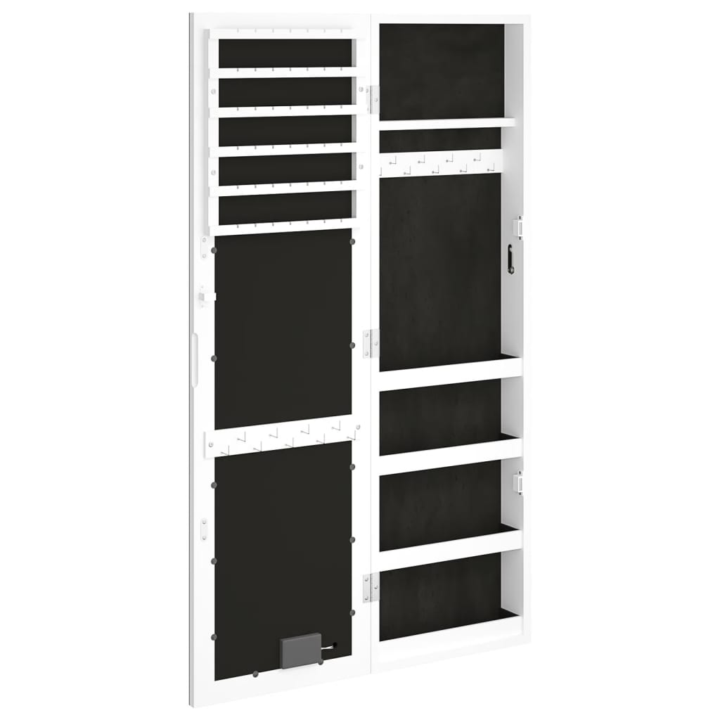 vidaXL Spiegel-Schmuckschrank mit LED-Beleuchtung Wandmontage Weiß