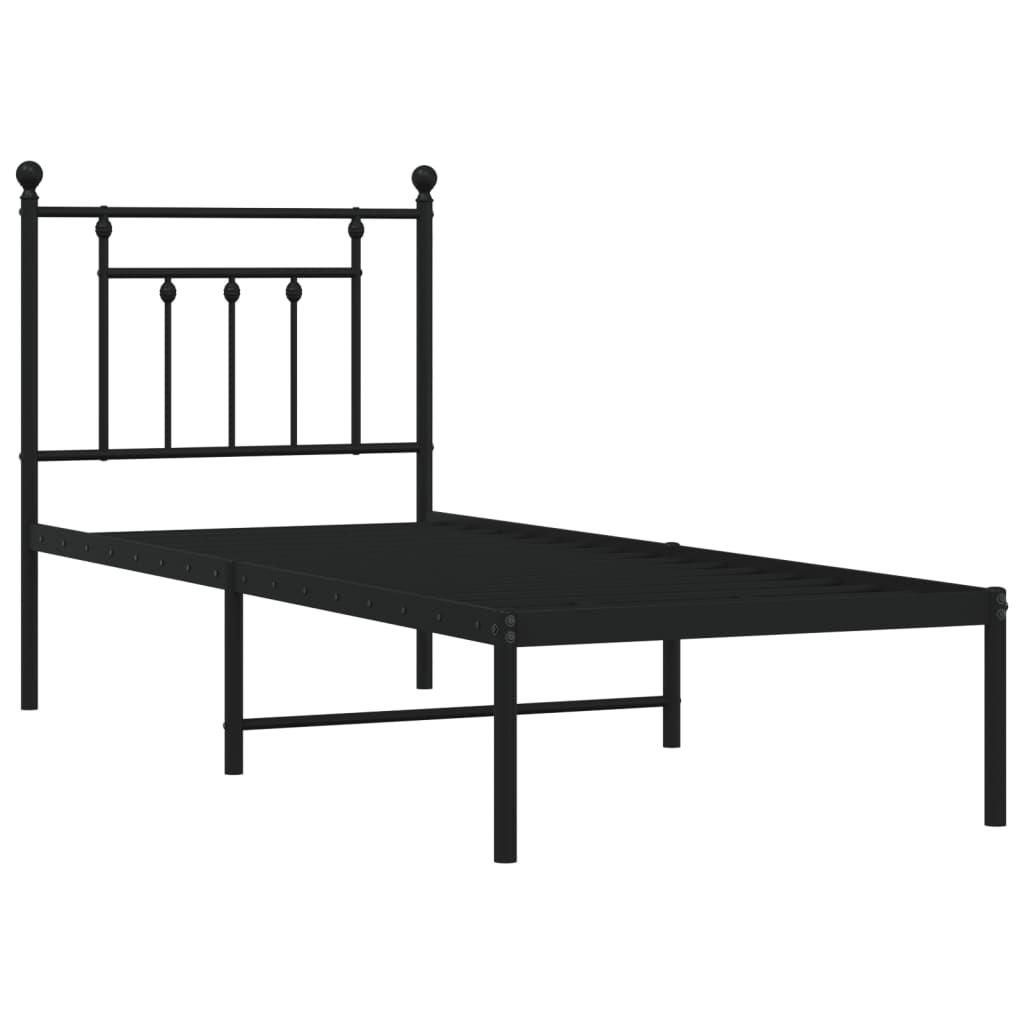 vidaXL Bettgestell mit Kopfteil Metall Schwarz 75x190 cm
