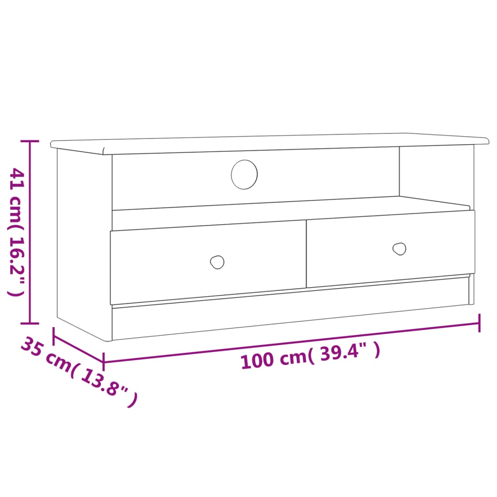 vidaXL TV-Schrank mit Schubladen ALTA 100x35x41 cm Massivholz Kiefer