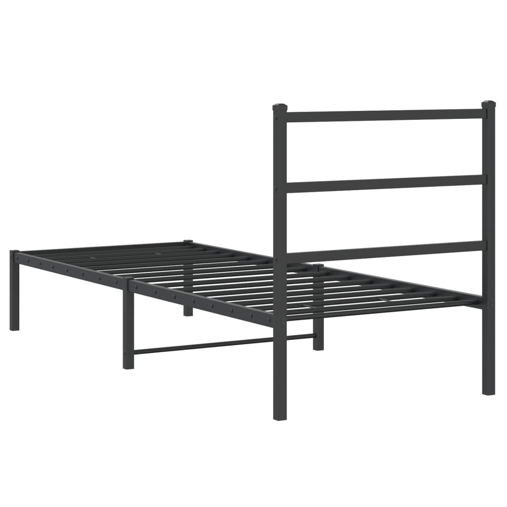 vidaXL Bettgestell mit Kopfteil Metall Schwarz 75x190 cm