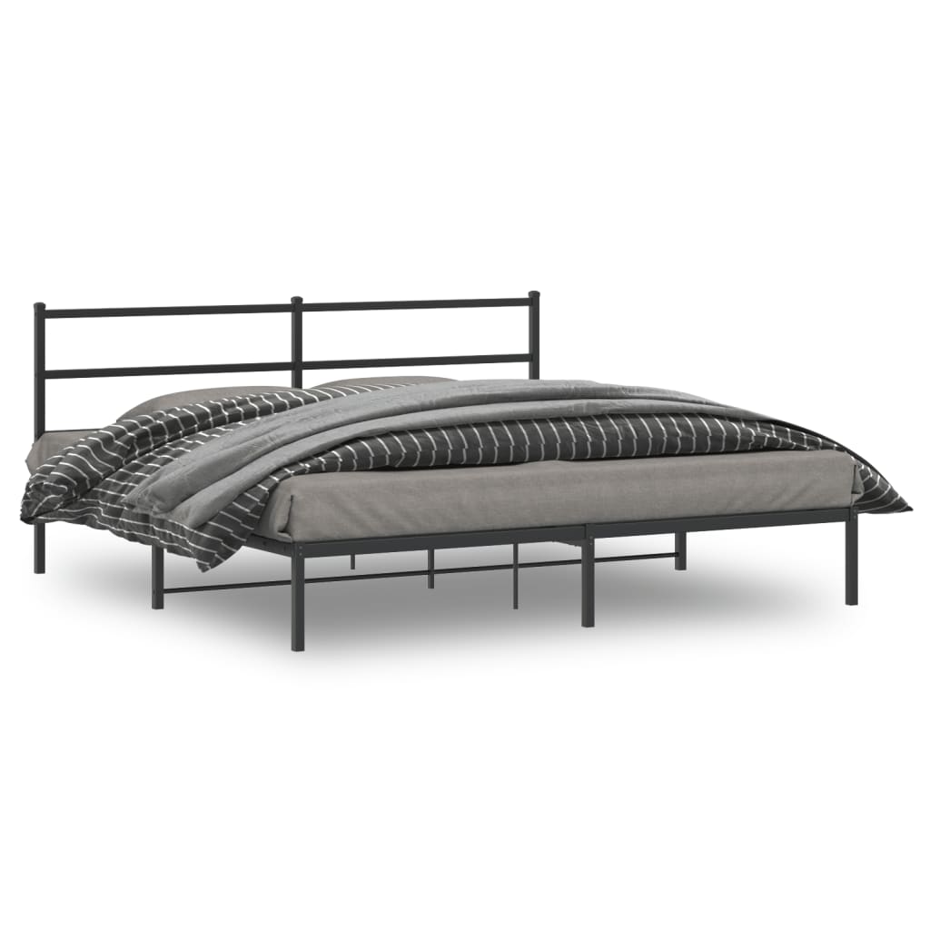 vidaXL Bettgestell mit Kopfteil Metall Schwarz 75x190 cm