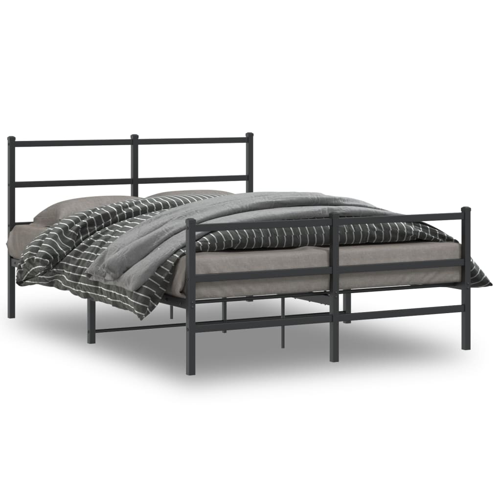 vidaXL Bettgestell mit Kopfteil Metall Schwarz 75x190 cm