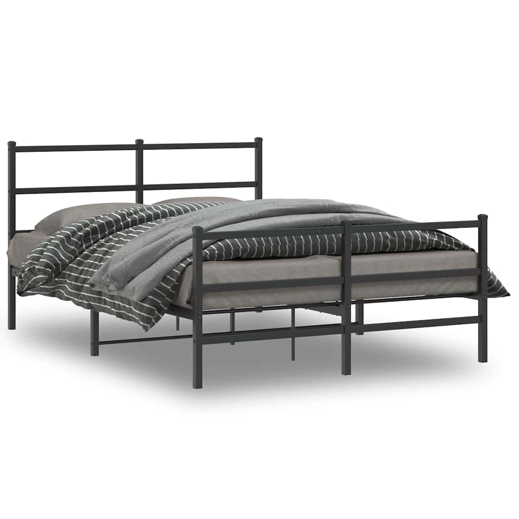 vidaXL Bettgestell mit Kopfteil Metall Schwarz 75x190 cm