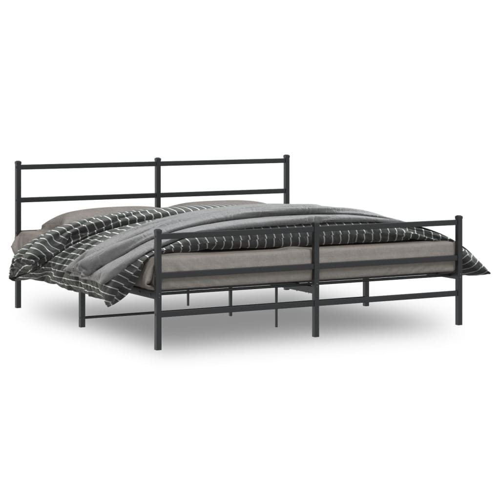 vidaXL Bettgestell mit Kopfteil Metall Schwarz 75x190 cm