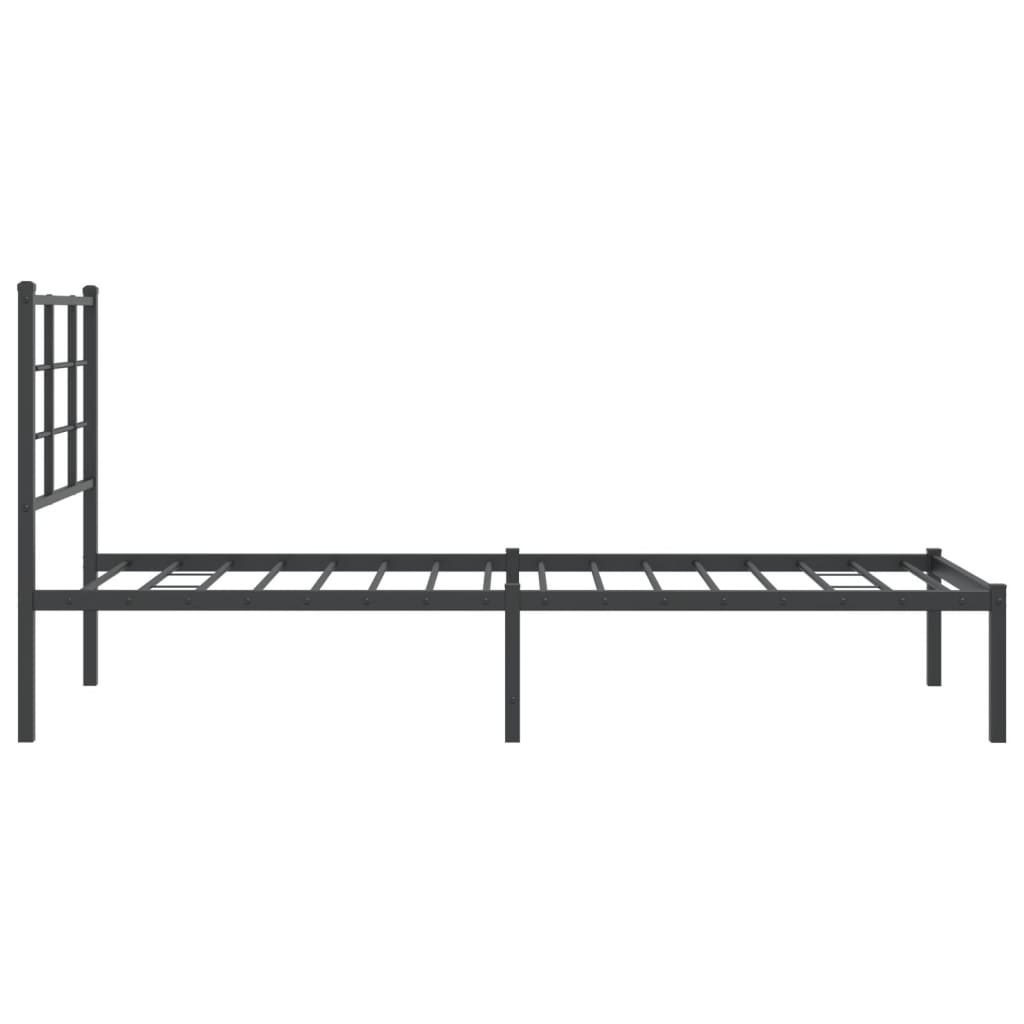 vidaXL Bettgestell mit Kopfteil Metall Schwarz 75x190 cm