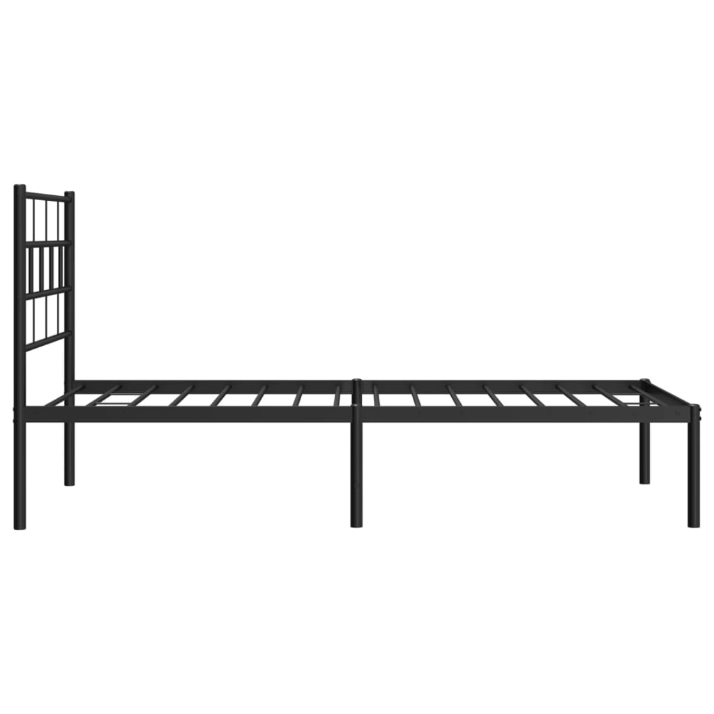 vidaXL Bettgestell mit Kopfteil Metall Schwarz 75x190 cm