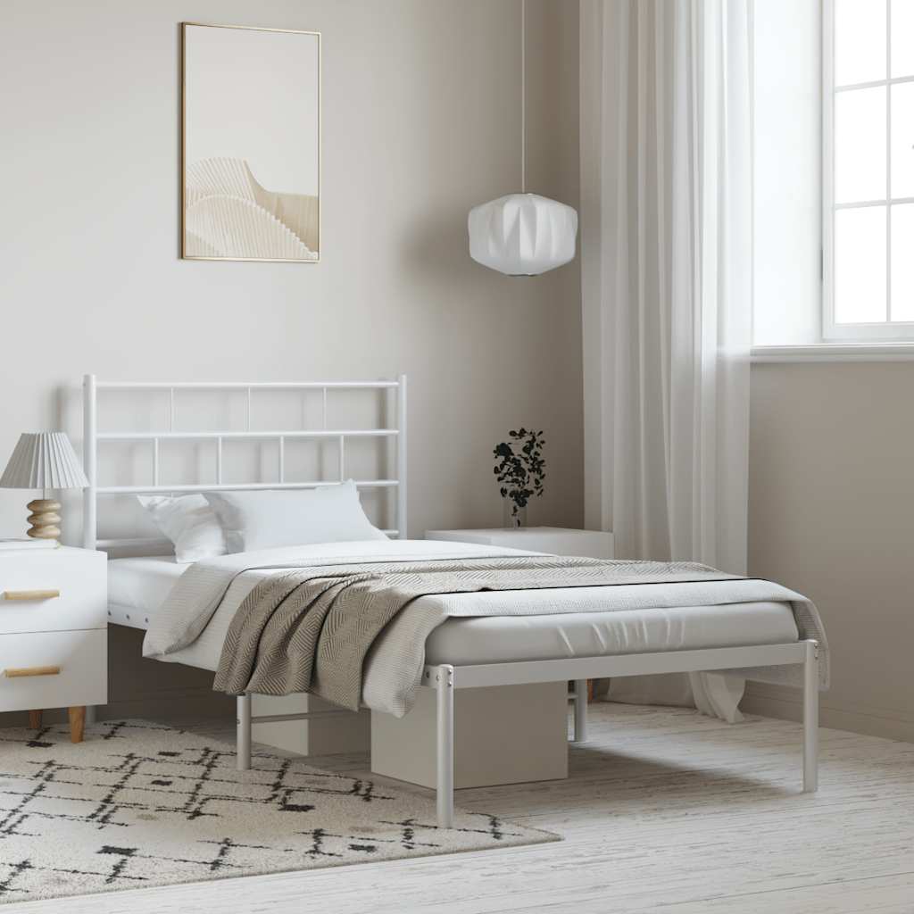 vidaXL Bettgestell mit Kopfteil Metall Schwarz 75x190 cm