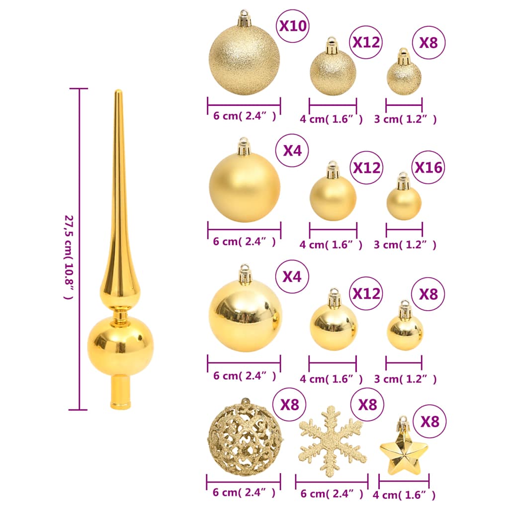 vidaXL 111-tlg. Weihnachtskugel-Set Golden Polystyrol