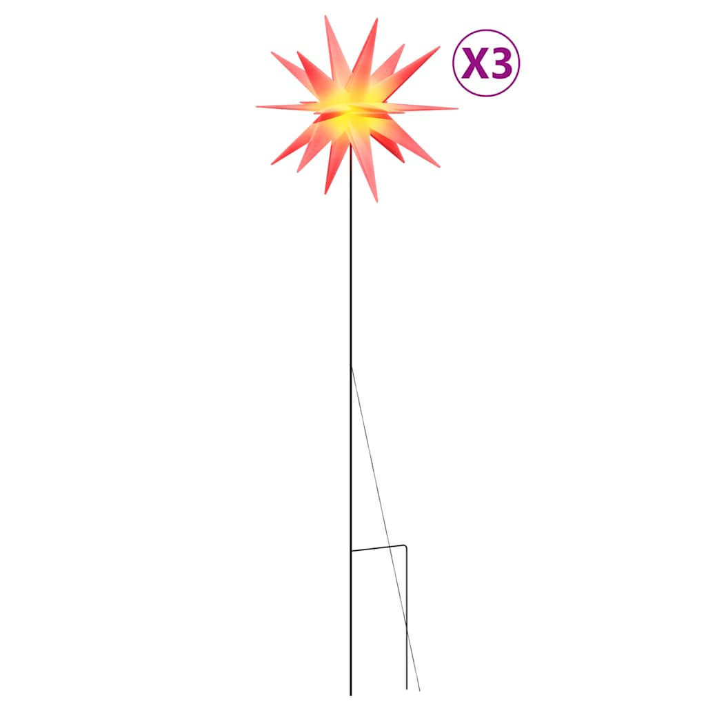 vidaXL LED-Weihnachtssterne 3 Stk. mit Erdspießen Faltbar Rot 35 cm