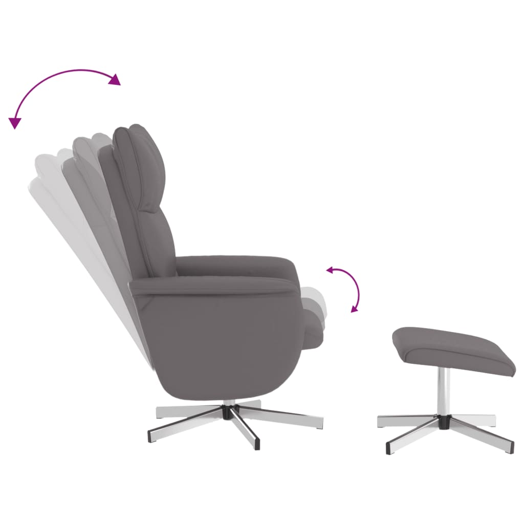 vidaXL Relaxsessel mit Fußhocker Grau Kunstleder