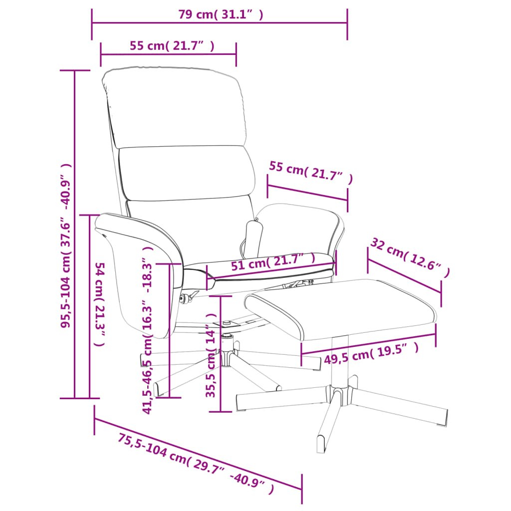 vidaXL Massagesessel mit Fußhocker Hellgrau Stoff