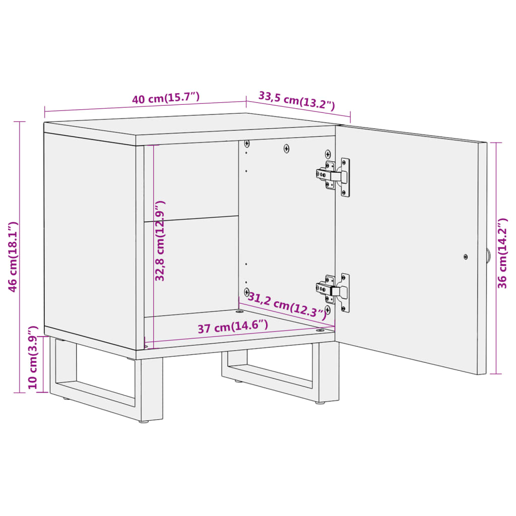 vidaXL Nachttisch Braun und Schwarz Massivholz Mango
