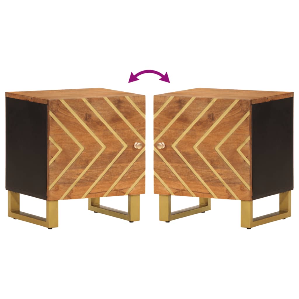 vidaXL Nachttisch Braun und Schwarz Massivholz Mango