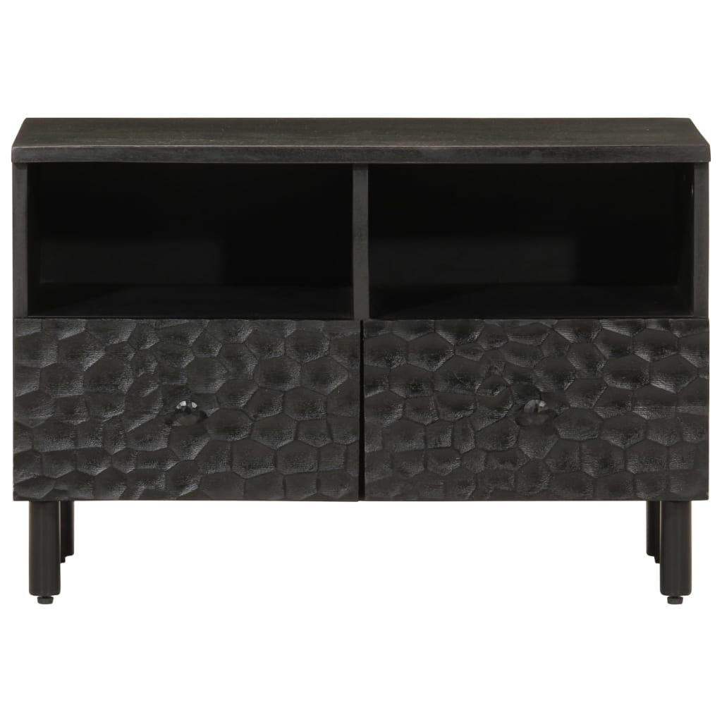 vidaXL TV-Schrank Schwarz 70x33x46 cm Massivholz Mango