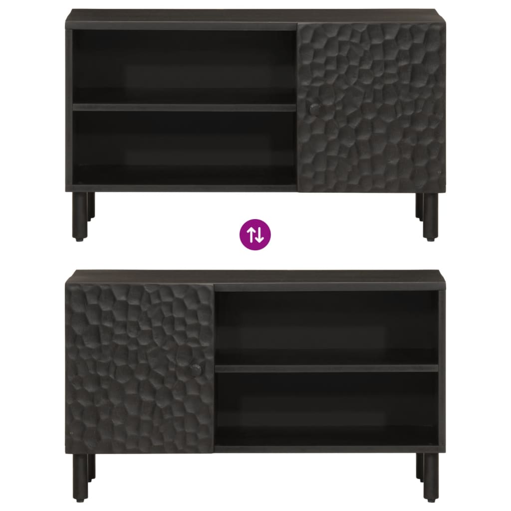 vidaXL TV-Schrank Schwarz 80x31x46 cm Massivholz Mango