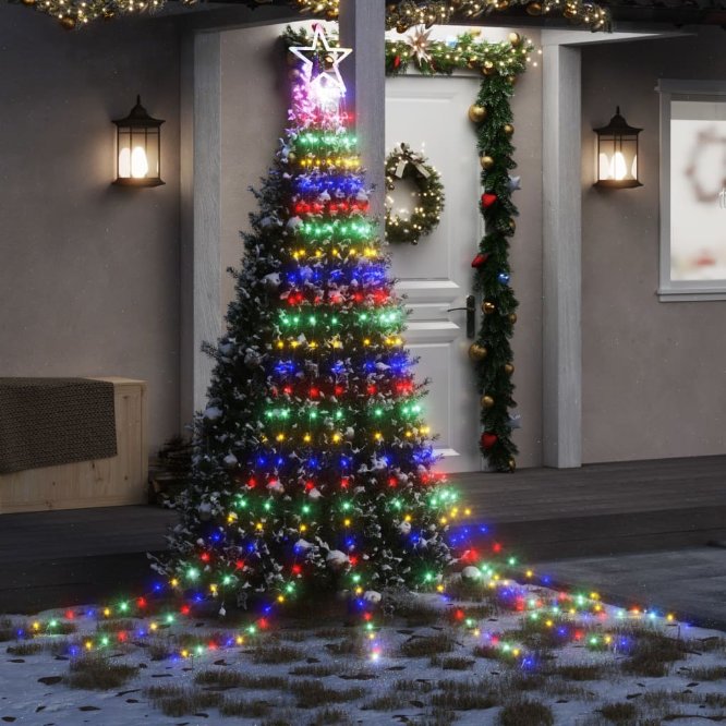 vidaXL Weihnachtsbaum-Beleuchtung 320 LEDs Warmweiß 375 cm