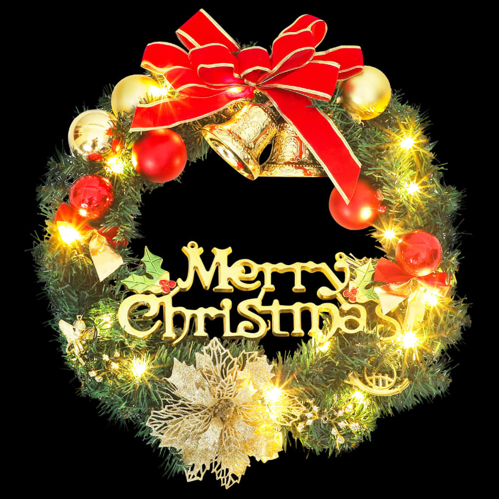 vidaXL Weihnachtskranz mit 15 LEDs Grün 30 cm