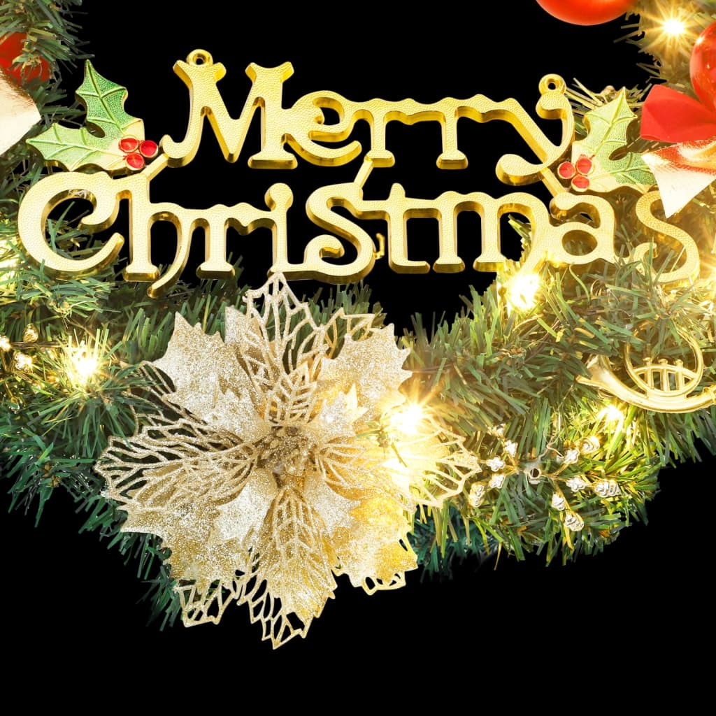 vidaXL Weihnachtskranz mit 15 LEDs Grün 30 cm