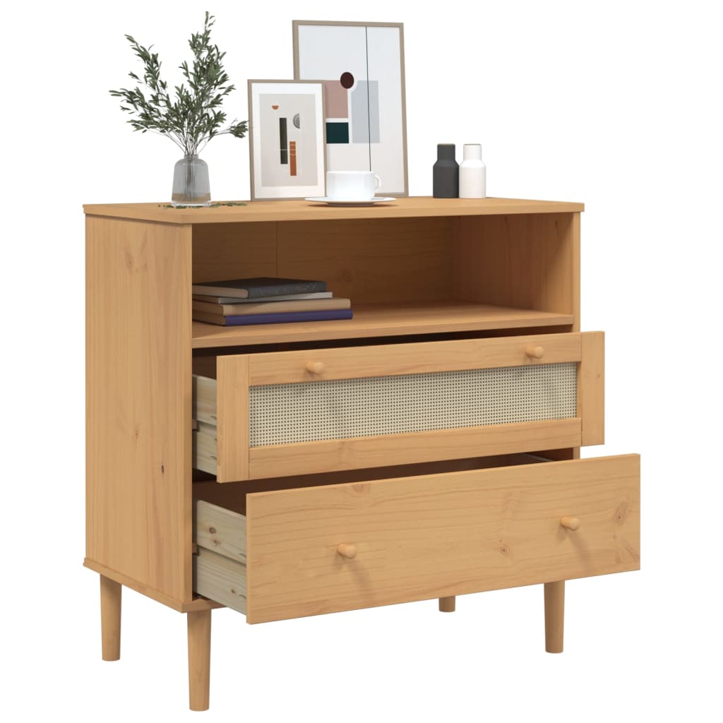 vidaXL Sideboard SENJA Rattan-Optik Braun 80x40x80 cm Kiefernholz