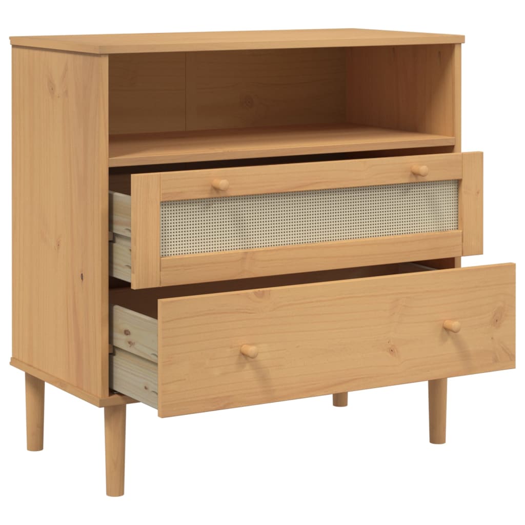 vidaXL Sideboard SENJA Rattan-Optik Braun 80x40x80 cm Kiefernholz