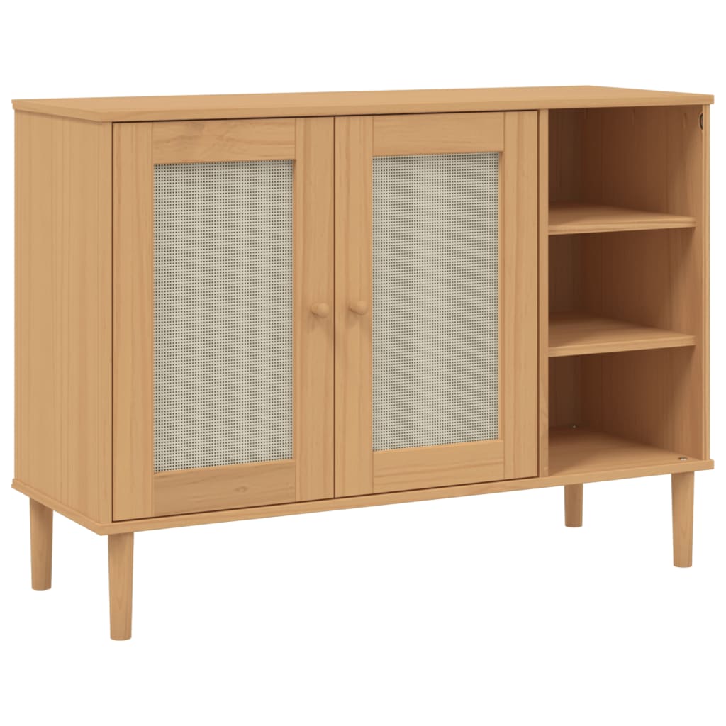 vidaXL Sideboard SENJA Rattan-Optik Braun 112x40x80 cm Kiefernholz