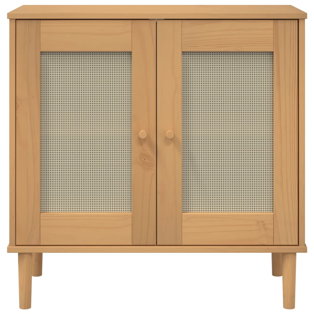 vidaXL Sideboard SENJA Rattan-Optik Braun 80x35x80 cm Kiefernholz