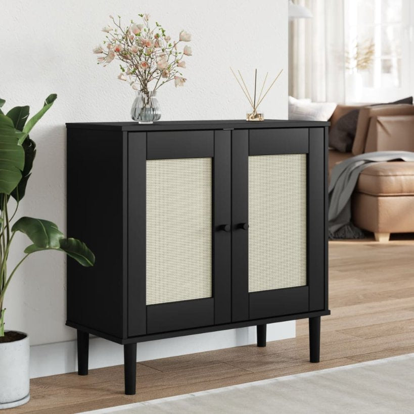 vidaXL Sideboard SENJA Rattan-Optik Braun 80x35x80 cm Kiefernholz