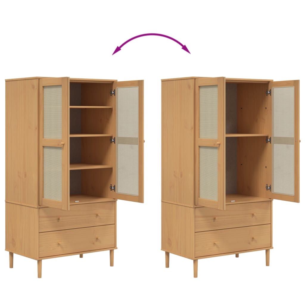 vidaXL Kleiderschrank SENJA Rattan-Optik Braun 90x55x175cm Kiefernholz