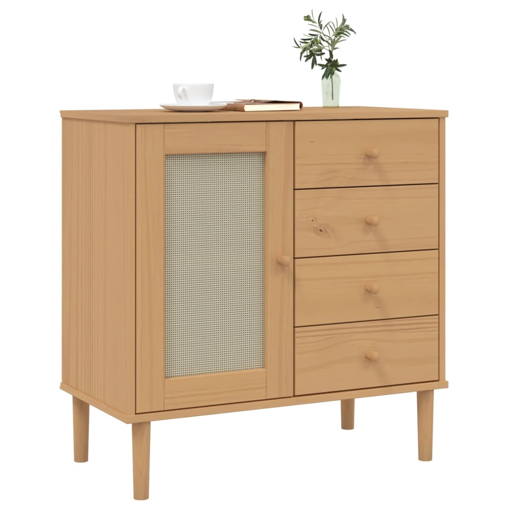 vidaXL Sideboard SENJA Rattan-Optik Braun 80x40x80 cm Kiefernholz