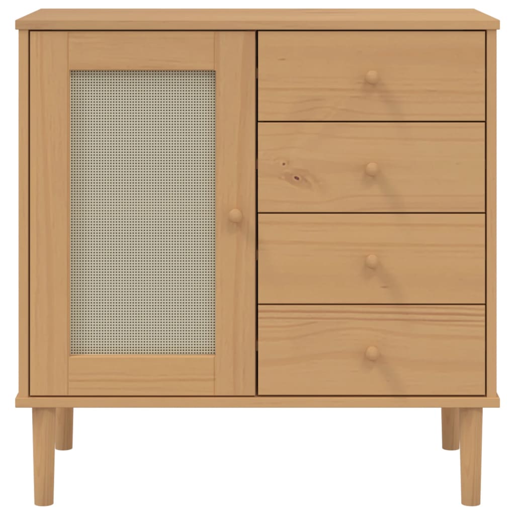 vidaXL Sideboard SENJA Rattan-Optik Braun 80x40x80 cm Kiefernholz
