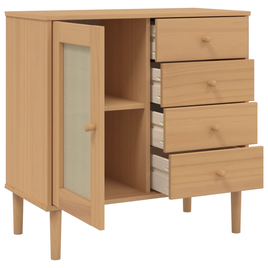 vidaXL Sideboard SENJA Rattan-Optik Braun 80x40x80 cm Kiefernholz