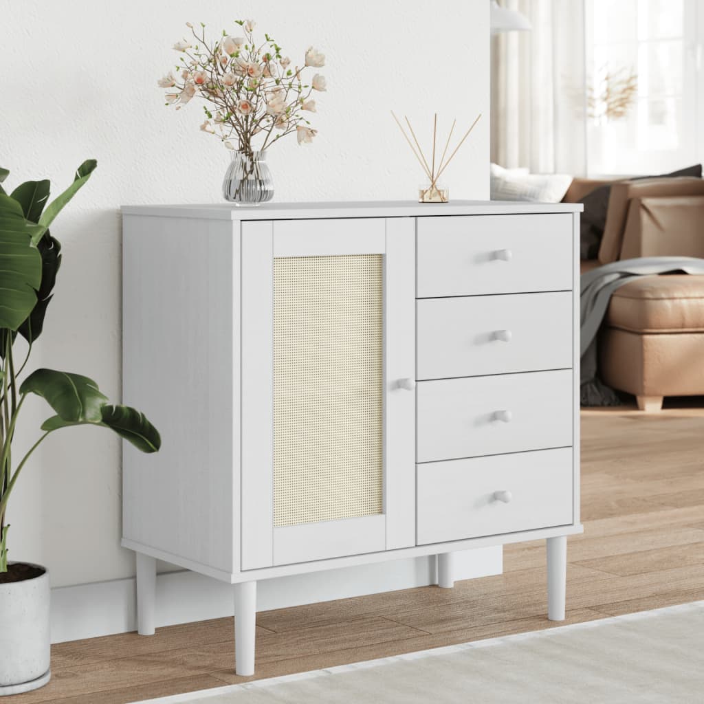 vidaXL Sideboard SENJA Rattan-Optik Braun 80x40x80 cm Kiefernholz