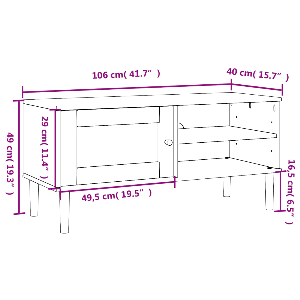 vidaXL TV-Schrank SENJA Rattan-Optik Braun 106x40x49 cm Kiefernholz
