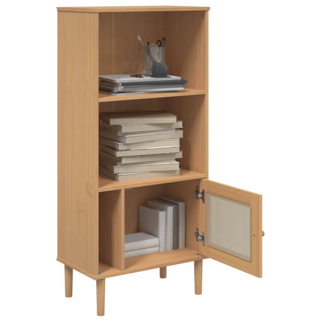vidaXL Bücherschrank SENJA Rattan-Look Braun 60x35x130 cm Kiefernholz