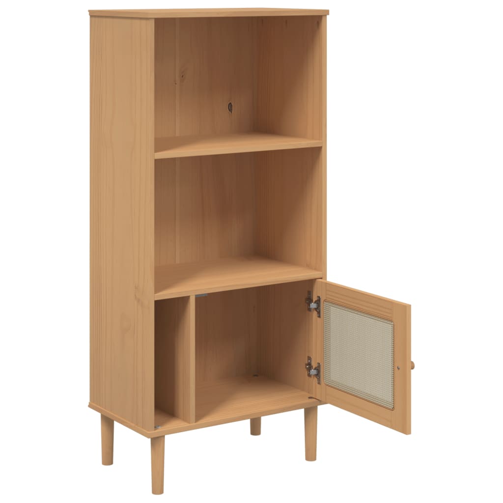 vidaXL Bücherschrank SENJA Rattan-Look Braun 60x35x130 cm Kiefernholz