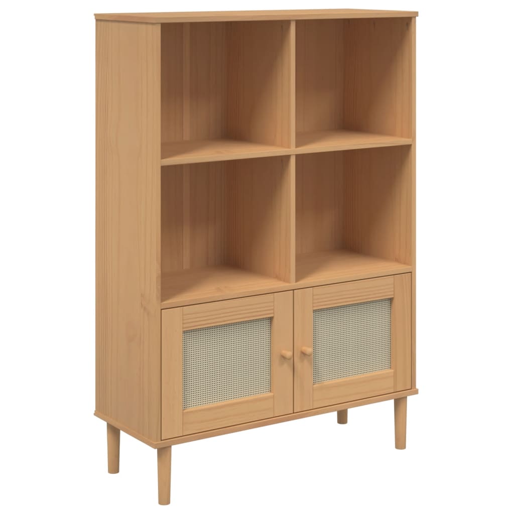 vidaXL Bücherschrank SENJA Rattan-Look Braun 90x35x130 cm Kiefernholz