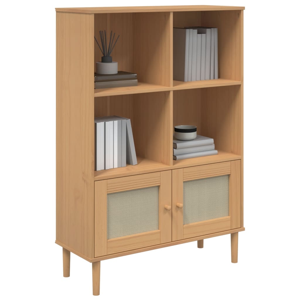 vidaXL Bücherschrank SENJA Rattan-Look Braun 90x35x130 cm Kiefernholz
