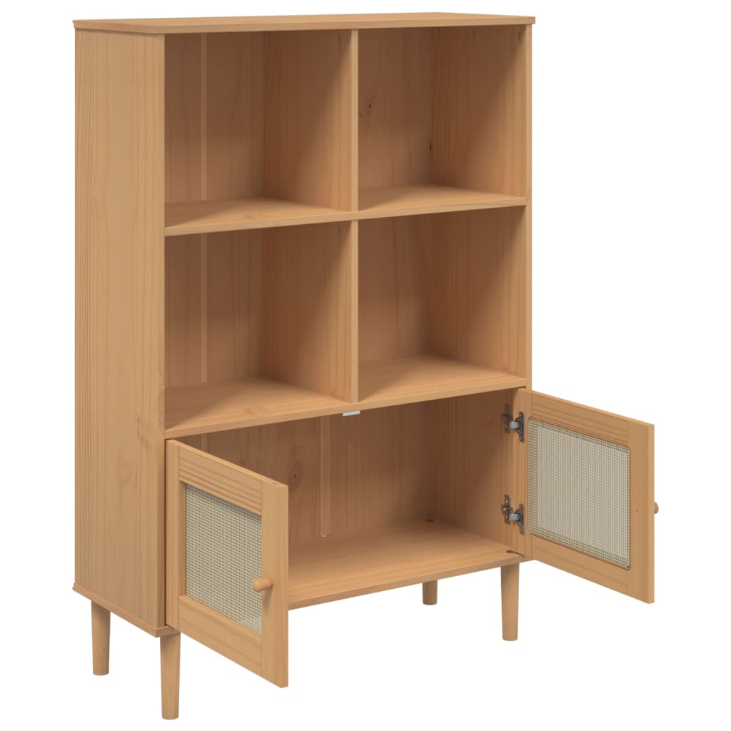 vidaXL Bücherschrank SENJA Rattan-Look Braun 90x35x130 cm Kiefernholz