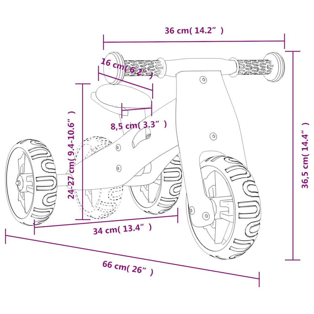 vidaXL Laufrad für Kinder 2-in-1 Rot