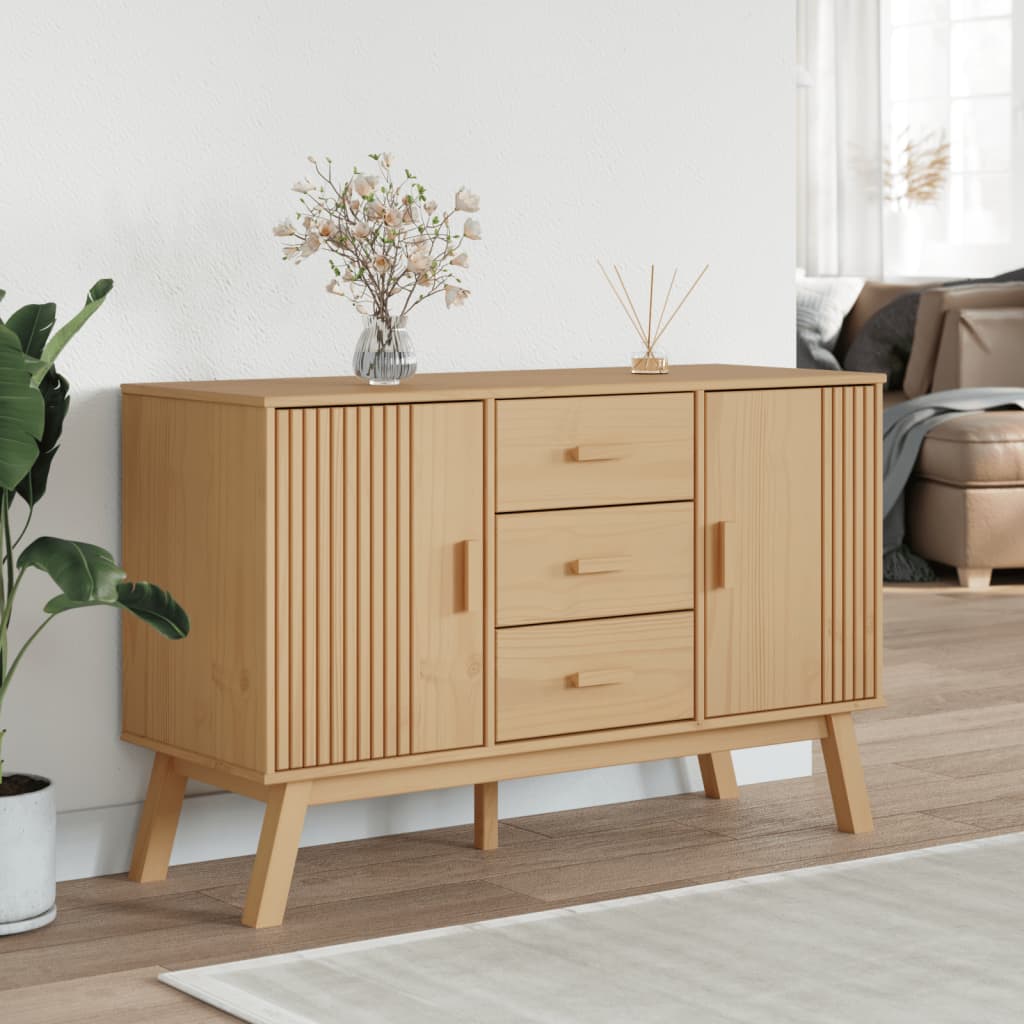 vidaXL Sideboard OLDEN Braun 114x43x73,5 cm Massivholz Kiefer