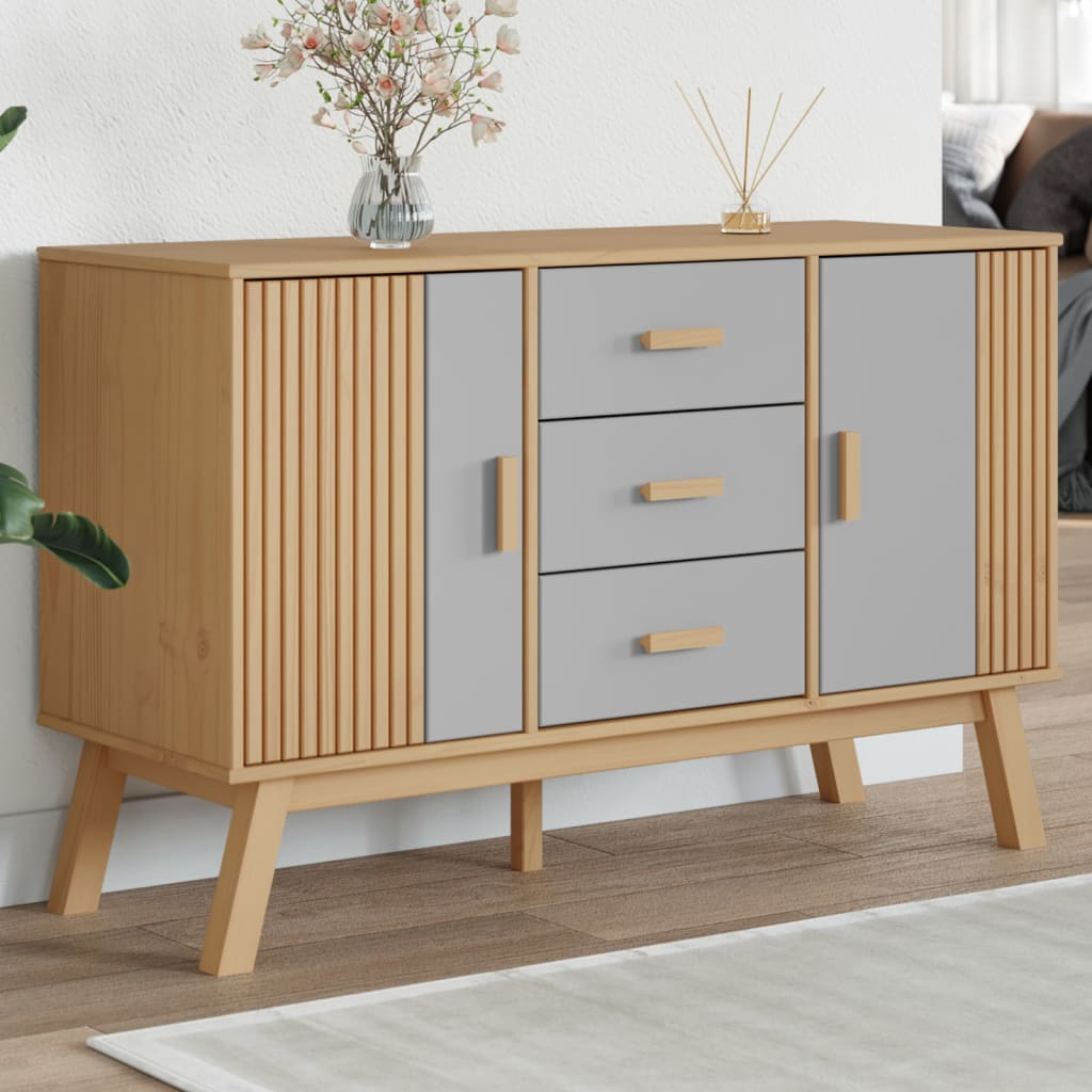 vidaXL Sideboard OLDEN Braun 114x43x73,5 cm Massivholz Kiefer