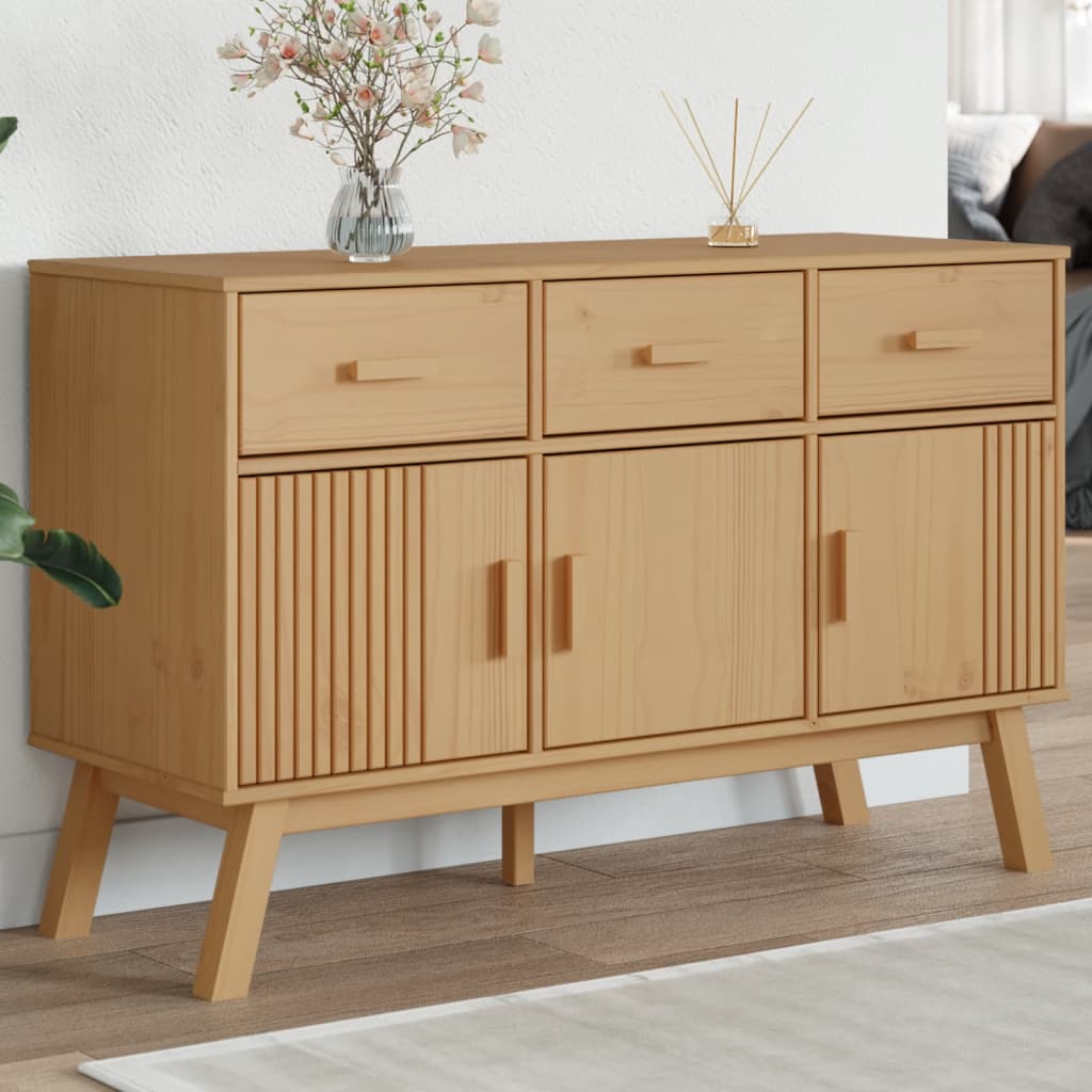 vidaXL Sideboard OLDEN Braun 114x43x73,5 cm Massivholz Kiefer