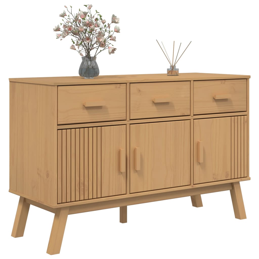vidaXL Sideboard OLDEN Braun 114x43x73,5 cm Massivholz Kiefer