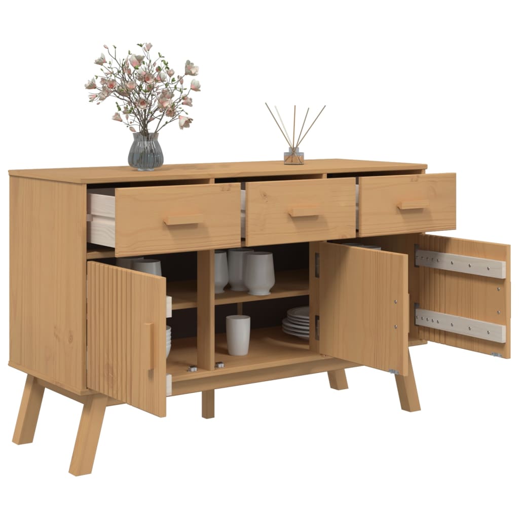 vidaXL Sideboard OLDEN Braun 114x43x73,5 cm Massivholz Kiefer