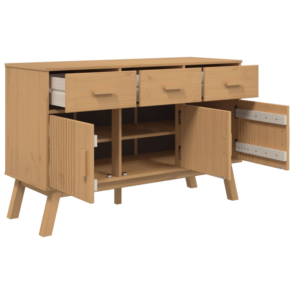 vidaXL Sideboard OLDEN Braun 114x43x73,5 cm Massivholz Kiefer