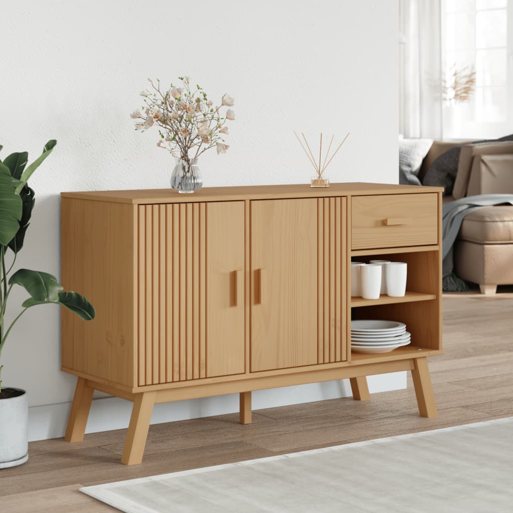 vidaXL Sideboard OLDEN Braun 114x43x73,5 cm Massivholz Kiefer